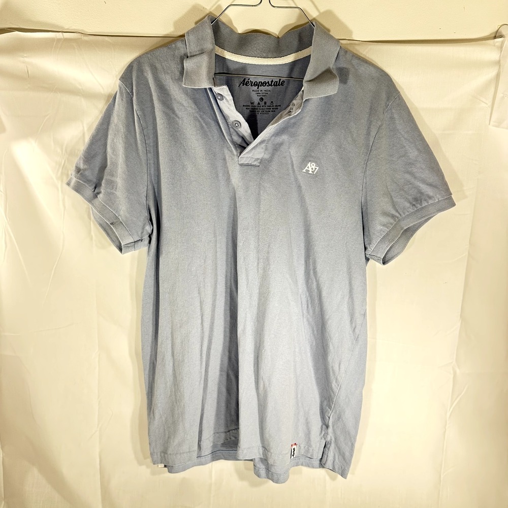 Aeropostale Polo Shirt A87 Short Sleeve Blue Size Large - Picture 2 of 3